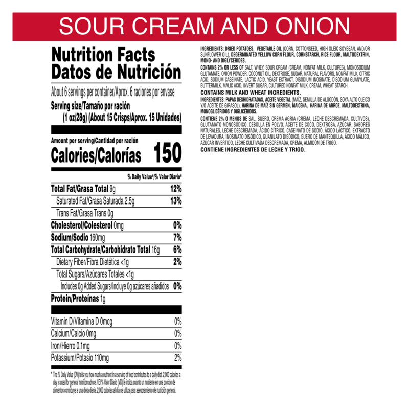 Pringles Sour Cream & Onion Potato Crisps Chips 5.2oz