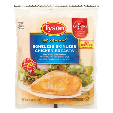 Tyson Frozen Boneless Skinless Chicken Breasts 2.5lb