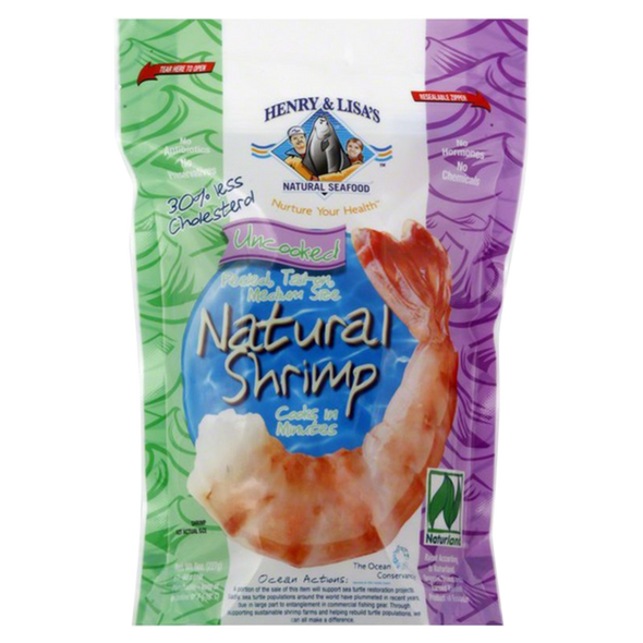 Henry & Lisa's Frozen Natural Uncooked Peeled Tail-on Shrimp 8oz