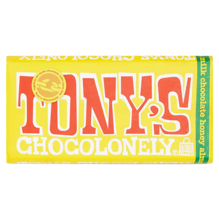 Tony's Chocolonely 32% Milk Chocolate with Honey Almond Nougat Bar 6.35oz