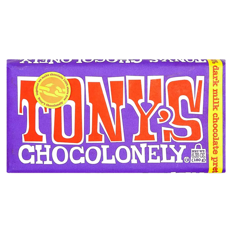 Tony's Chocolonely 42% Dark Milk Chocolate with Pretzel and Toffee Bar 6.35oz