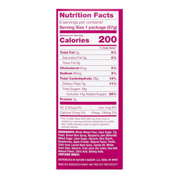 Nature's Bakery Whole Wheat Raspberry Fig Bars 12oz