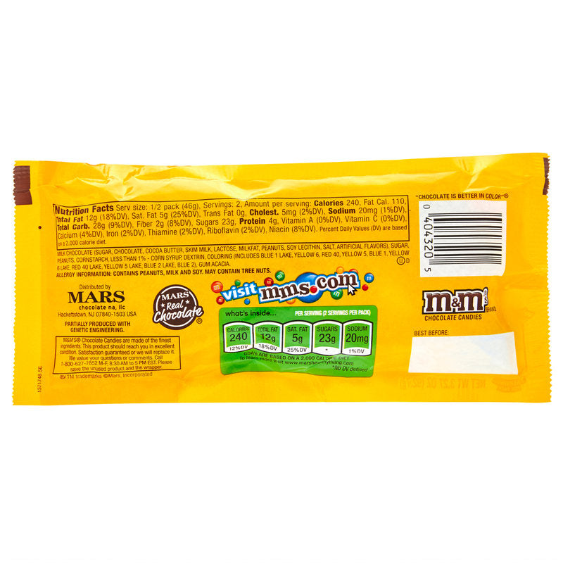 M&M'S Peanut Milk Chocolate Candy, Sharing Size, 10.7 oz Bag