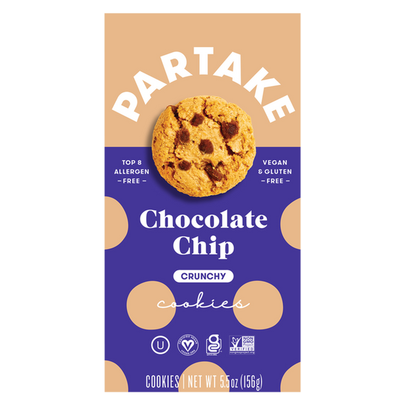 Partake Gluten Free Vegan Crunchy Chocolate Chip Cookies 5.5oz