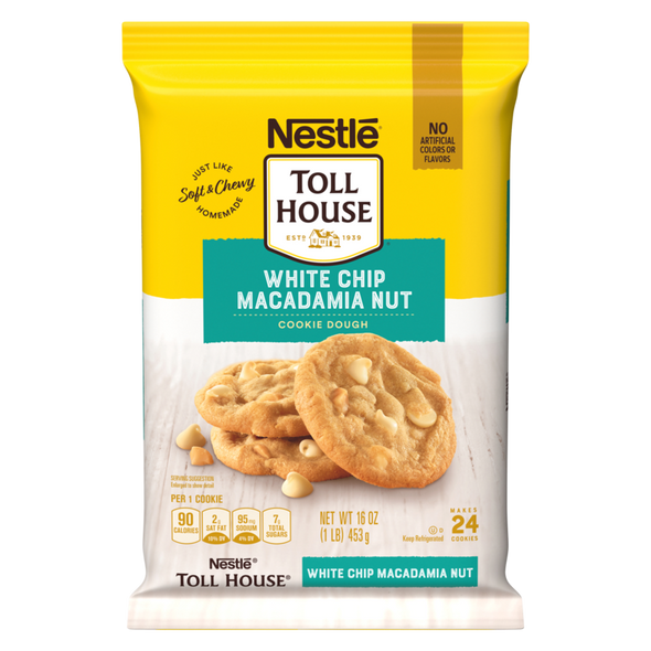 Nestle Toll House White Chocolate Macadamia Cookie Ready to Bake Dough 24ct 16oz