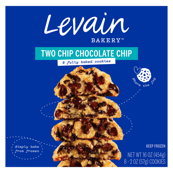 Levain Bakery Two Chip Chocolate Chip Frozen Fully-Baked Cookies 8ct