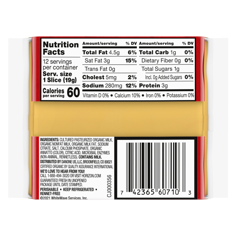 Horizon Organic American Cheese Singles 12 Slices 8oz