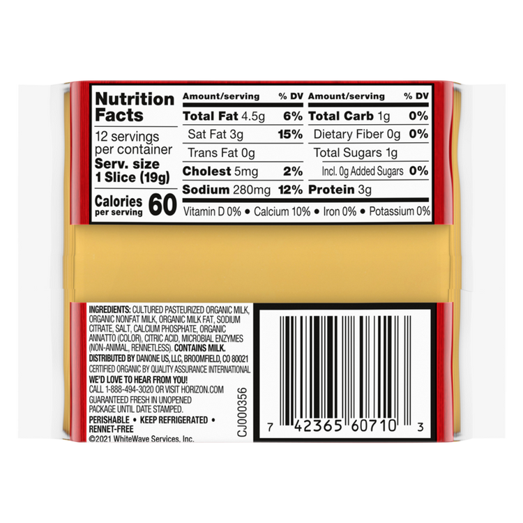 Horizon Organic American Cheese Singles 12 Slices 8oz