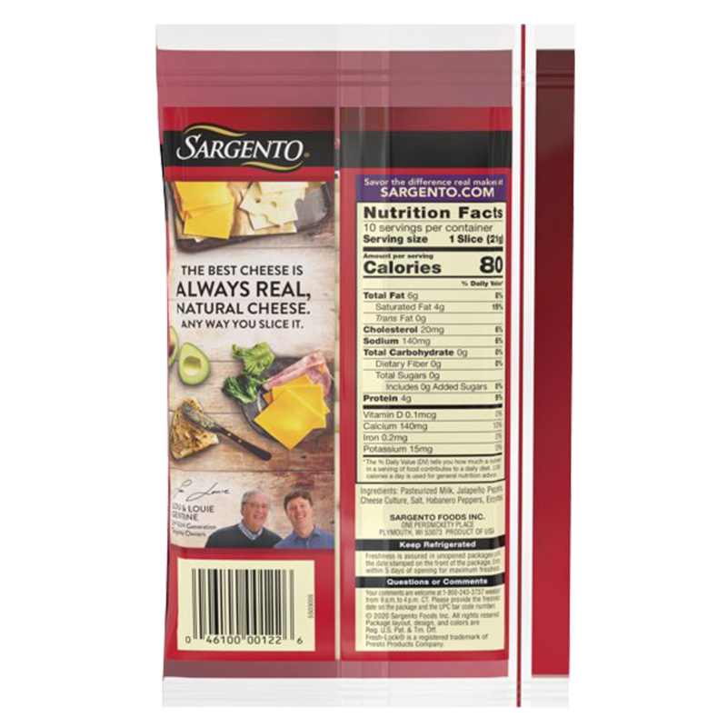 Sargento Natural Pepper Jack Cheese Slices 10ct 7.5oz
