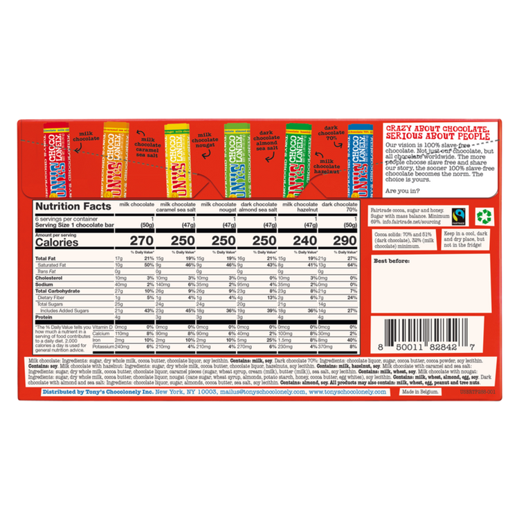Tony's Chocolonely Rainbow Tasting 6 Pack 10.16oz