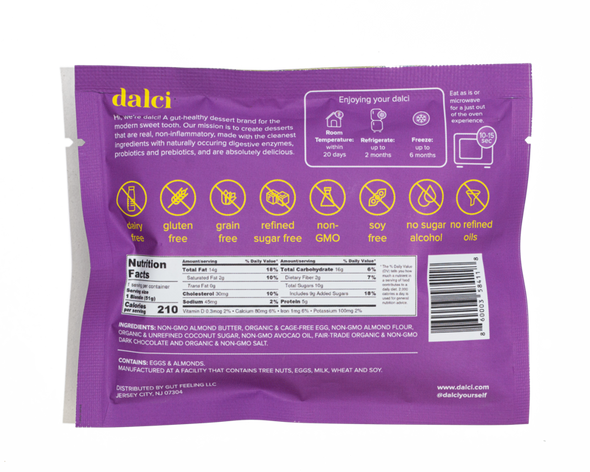 Dalci Almond Butter Dark Chocolate Gut-Healthy Brownie 51g