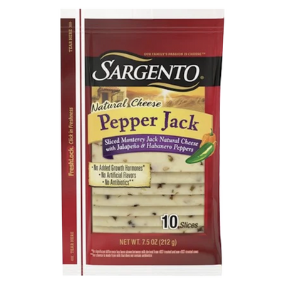 Sargento Natural Pepper Jack Cheese Slices 10ct 7.5oz