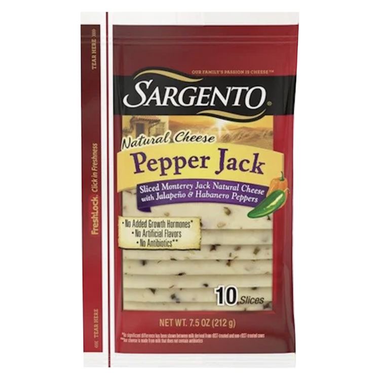 Sargento Natural Pepper Jack Cheese Slices 10ct 7.5oz