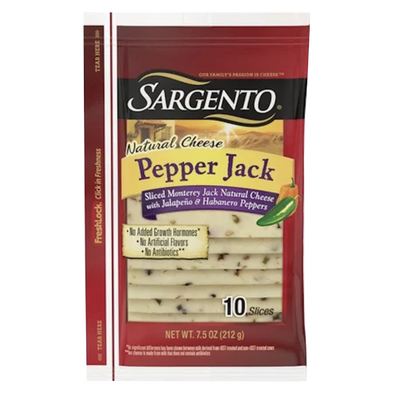 Sargento Natural Pepper Jack Cheese Slices 10ct 7.5oz